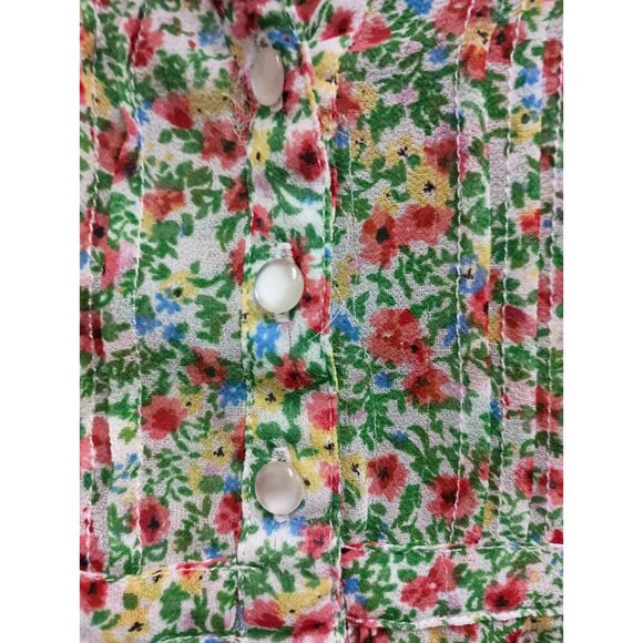 Vintage Twenty One Womens Babydoll Top Medium Sheer Floral Tie Back Fairy BOHO - Picture 4 of 9